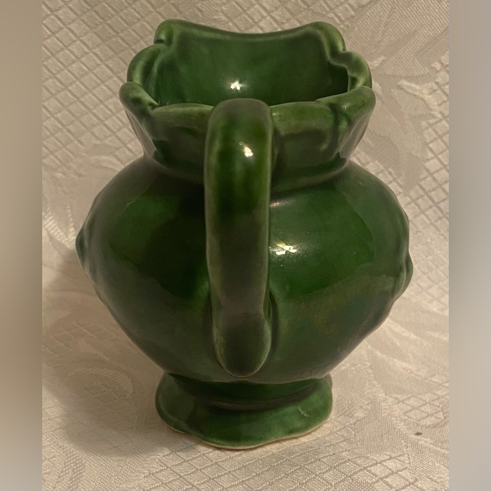 Vintage USA Green Ceramic Pitcher, Creamer - Picture 2 of 7